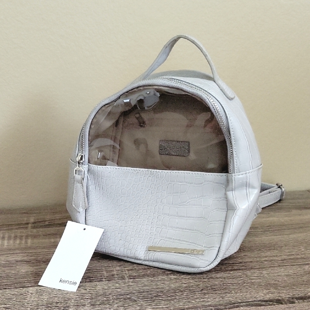 Kensie Gray Snakeskin Mini Backpack